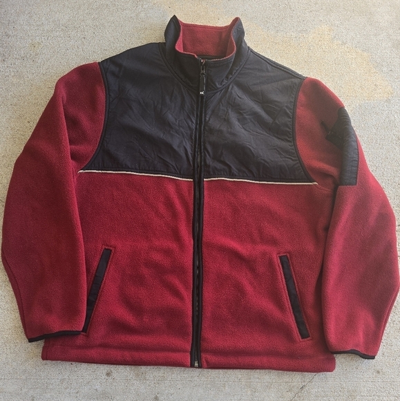 VTG 90s Eddie Bauer Polarec Fleece Jacket Sz M ZipUp Men Black Red Outdoor Thick - Picture 5 of 12
